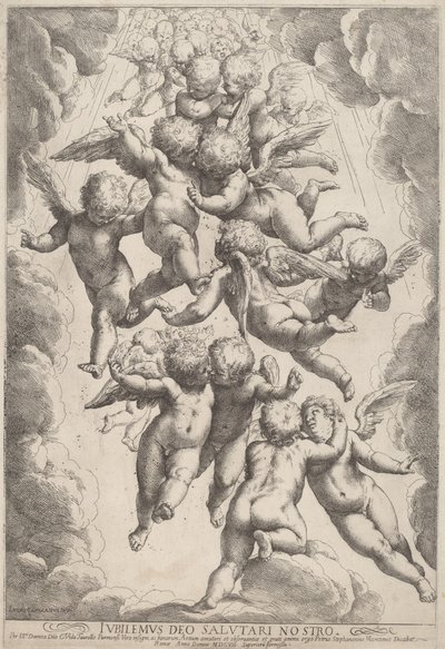 Angeli in gloria da Guido Reni, after Luca Cambiaso