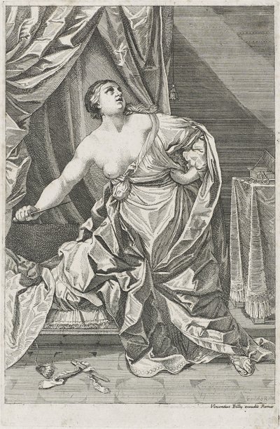 Morte di Lucrezia, c. 1700-50 possibilmente Antonio Billy (attivo nella prima metà del XVIII secolo) da Guido after Reni