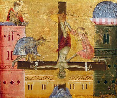 Crocifissione di San Pietro, (dettaglio) dal Paliotto di San Pietro in trono, di Guido da Siena, pittura su legno da Guido da Siena