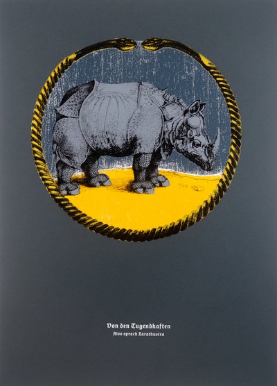 Sul virtuoso, Così parlò Zarathustra, 2024 (xilografia e serigrafia) da Guilherme Pontes