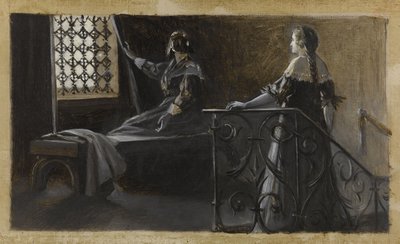 Ethel e la donna velata, 1889 circa (olio su tela) da Guillaume Albert Demarest