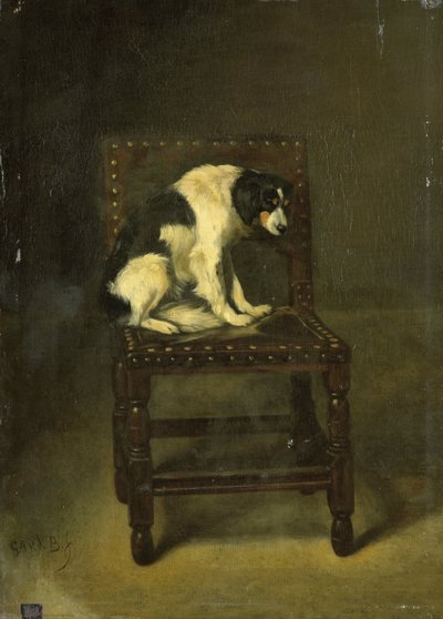 Un cane su una sedia da Guillaume Anne van der Brugghen