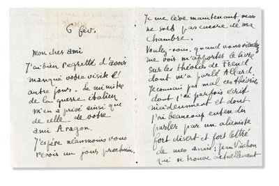 Lettera autografa firmata ad André Breton, 6 febbraio 1918 da Guillaume Apollinaire