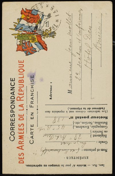 Cartolina autografa a Jean Mollet, 31 luglio 1915 da Guillaume Apollinaire