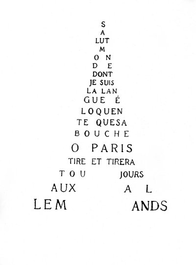 Calligramma della Torre Eiffel da Guillaume Apollinaire