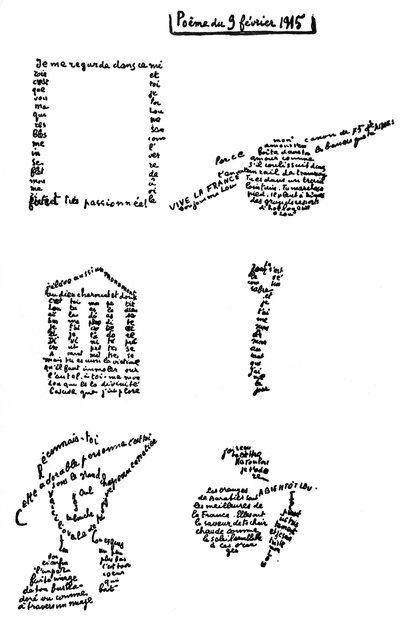 Calligramma, poema, 9 febbraio 1915 da Guillaume Apollinaire