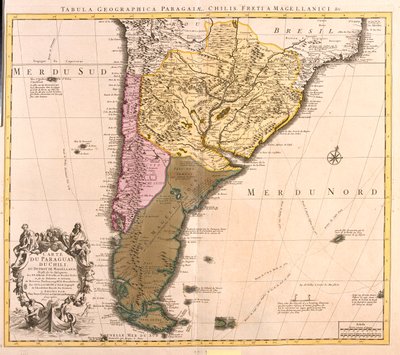 Cile (escluso il nord), Argentina, Paraguay, Uruguay, Brasile sud-occidentale, Isole Falkland da Guillaume Delisle