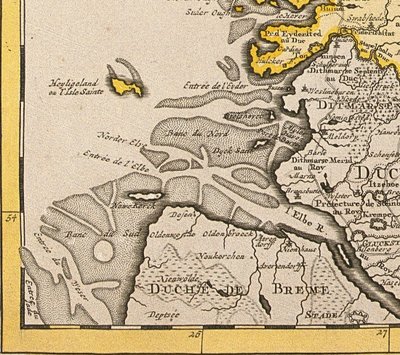 (dettaglio) di Helgoland da una mappa della Danimarca, 1730 da Guillaume Delisle