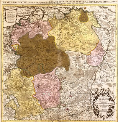 Mappa del Brabante (Belgio e Paesi Bassi)(incisione) da Guillaume Delisle