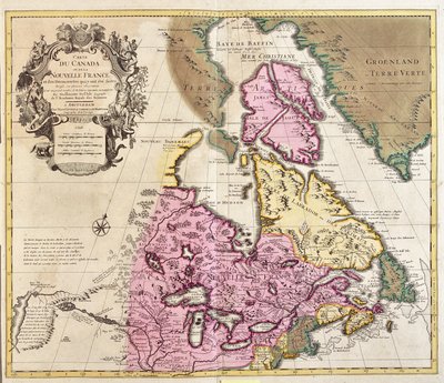 Mappa del Canada e della Groenlandia (incisione) da Guillaume Delisle