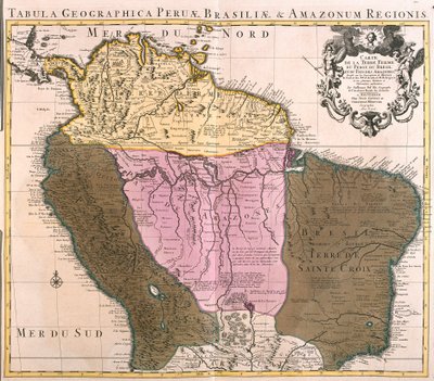 Mappa del Perù, Guyana, Brasile e regioni dell