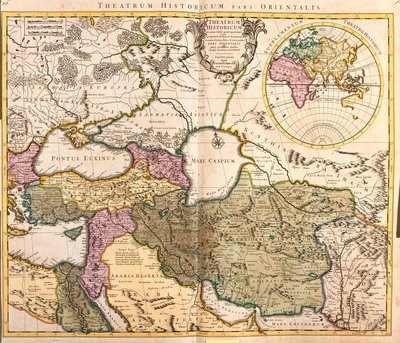 Mappa dei paesi vicini al Mar Caspio (Russia, Armenia, Persia, Kazakistan, Turkmenistan) (incisione) da Guillaume Delisle