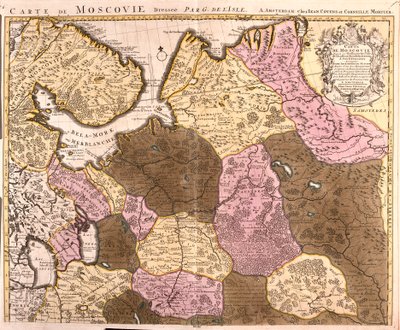 Mappa del grande principato di Mosca (Russia) (incisione) da Guillaume Delisle