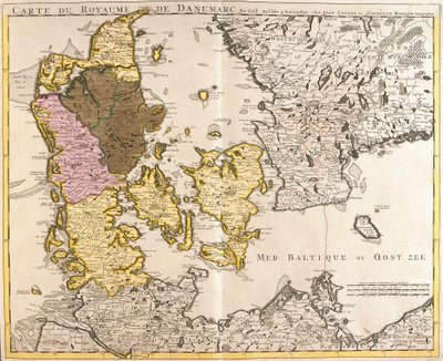 Mappa del Regno di Danimarca (incisione) da Guillaume Delisle