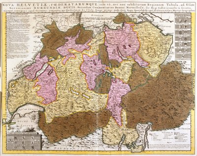 Mappa della federazione svizzera (incisione) da Guillaume Delisle