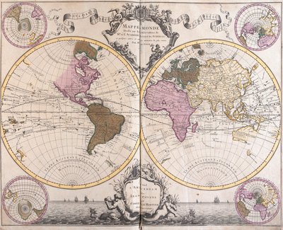 Mappa dei due emisferi da Guillaume Delisle