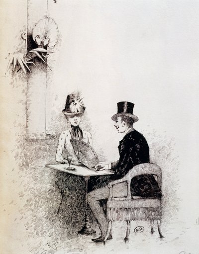 Coppia in un caffè parigino da Guillaume Georges Roger