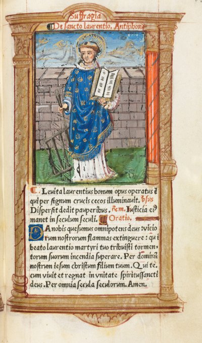 Libro delle Ore stampato (Uso di Roma): fol. 101r, San Lorenzo da Guillaume Le Rouge