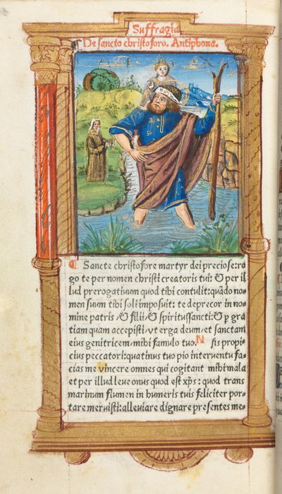 Libro delle Ore stampato (Uso di Roma): fol. 101v, San Cristoforo da Guillaume Le Rouge