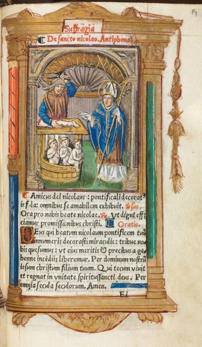 Libro delle Ore stampato (Uso di Roma): fol. 105r, San Nicola da Guillaume Le Rouge