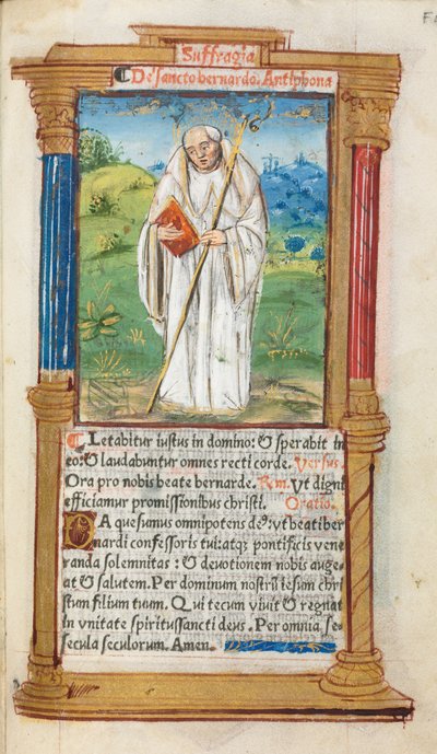 Libro delle Ore stampato (Uso di Roma): fol. 108r, San Bernardo di Chiaravalle da Guillaume Le Rouge