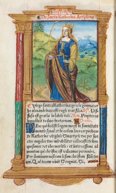 Libro delle Ore stampato (Uso di Roma): fol. 109v, Santa Caterina da Guillaume Le Rouge