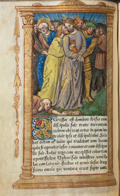 Libro delle Ore Stampato (Uso di Roma): fol 20v, Cristo nel Getsemani da Guillaume Le Rouge