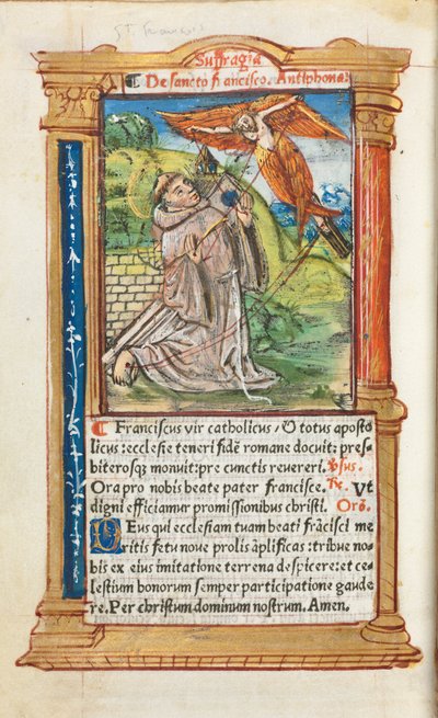 Libro delle Ore stampato Uso di Roma: fol. 106v, San Francesco d