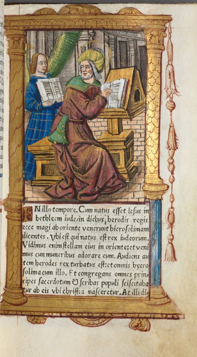 Libro delle Ore stampato Uso di Roma: fol. 19r, San Matteo, 1510 da Guillaume Le Rouge