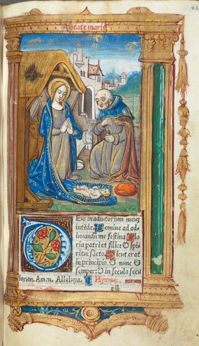 Libro delle Ore stampato Uso di Roma: fol. 34r, La Natività da Guillaume Le Rouge