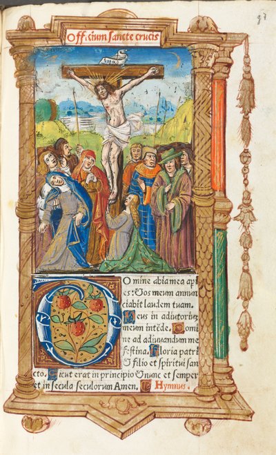 Libro delle Ore stampato Uso di Roma: fol. 55r, La Crocifissione da Guillaume Le Rouge