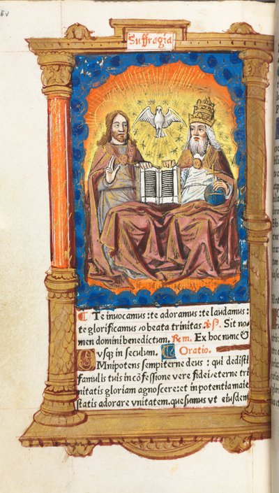 Libro delle Ore stampato Uso di Roma: fol. 94v, La Trinità, 1510 da Guillaume Le Rouge