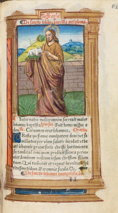 Libro delle Ore stampato Uso di Roma: fol. 98r, San Giovanni Battista, 1510 da Guillaume Le Rouge