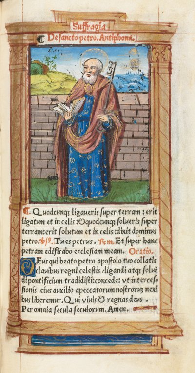 Libro delle Ore stampato Uso di Roma: fol. 99r, San Pietro, 1510 da Guillaume Le Rouge