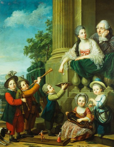 Un ritratto di gruppo della famiglia Perceval da Guillaume Voiriot