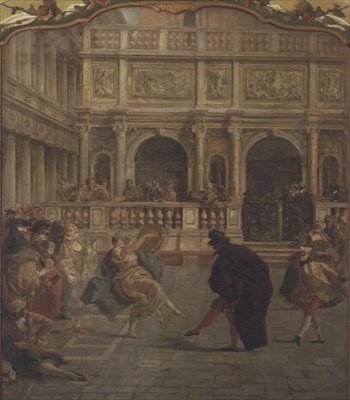 Figure Mascherate che Ballano davanti alla Loggetta da Guiseppe Ponga