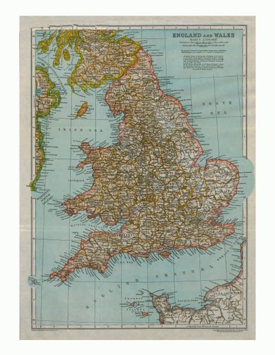 Mappa di Inghilterra e Galles, c1910 da Gull Engraving Company