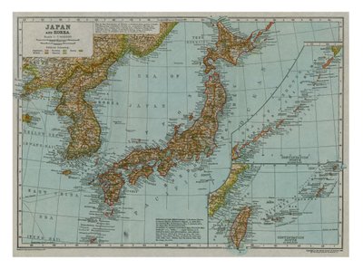 Mappa del Giappone e della Corea, c1910 da Gull Engraving Company