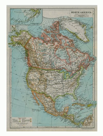Mappa del Nord America, c1910 da Gull Engraving Company