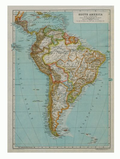 Mappa del Sud America da Gull Engraving Company