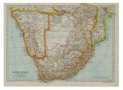 Mappa del Sud Africa meridionale da Gull Engraving Company