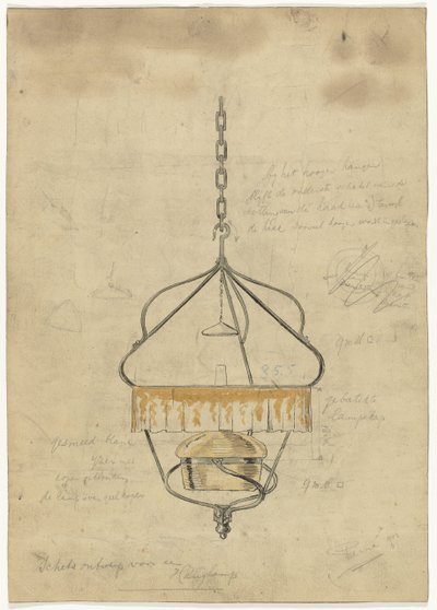 Progetto per una lampada a sospensione da Gust van de Wall Perné (signed by artist)