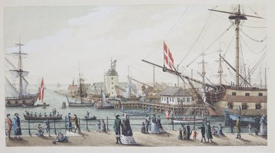 Navi da guerra danesi e chalupa svedese presso Toldboden a Copenaghen da Gustaf Boberg