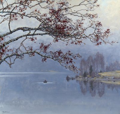 Atmosfera autunnale sul lago da Gustaf Edolf Fjaestad