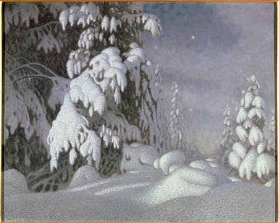 Luce della luna in inverno da Gustaf Edolf Fjaestad