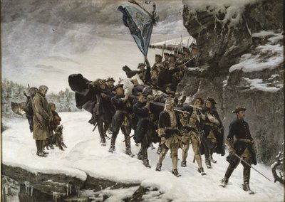 Riportando a casa il corpo del re Carlo XII di Svezia da Gustaf Olaf Cederstrom