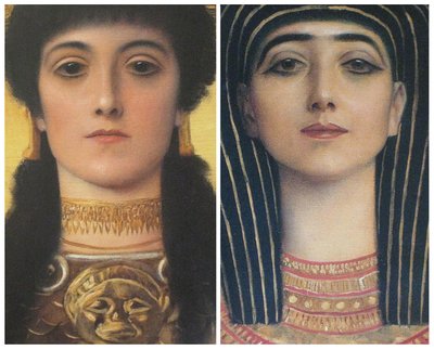 Antica Grecia e Antico Egitto, dettaglio delle teste di Atena e Iside da Gustav Klimt