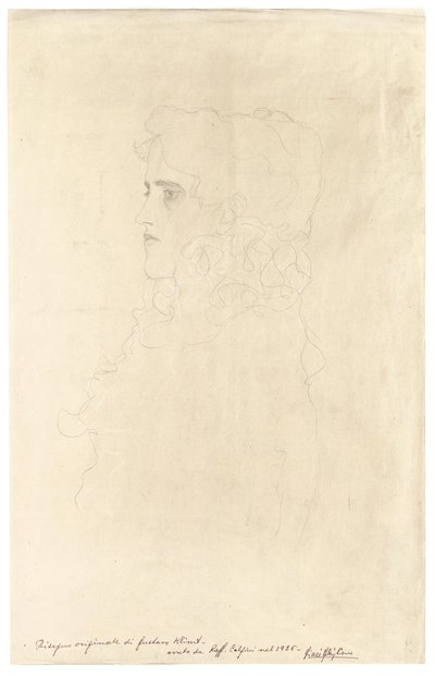 Ritratto di una donna di profilo con colletto a balze da Gustav Klimt