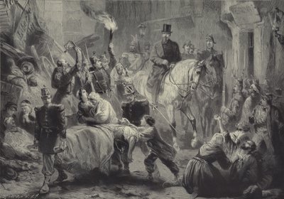 Luigi Napoleone visita le barricate di Parigi a cavallo nella notte del 3 dicembre 1851 da Gustav Bartsch