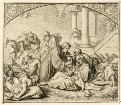 Lutero con persone malate di peste a Wittenberg da Gustav Ferdinand Leopold Konig
